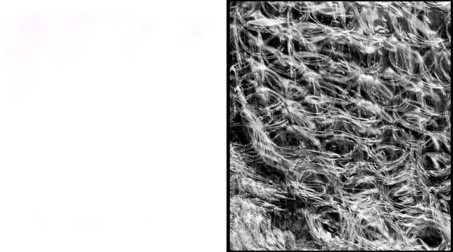 Microscopic fiber structure texture, scanning electron microscope view of synthetic material, monochrome scientific abstract of woven textile polymers