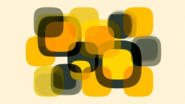 Yellow Charcoal Rounded Rectangle Grid Cluster Abstract Background