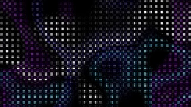 Animated abstract technology random dots and grid 4K on black background. Loop background. Led halftone and moire effect