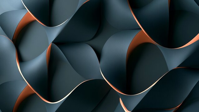 Dark Grey Copper Wave Sculpted Parametric 3D Surface Background