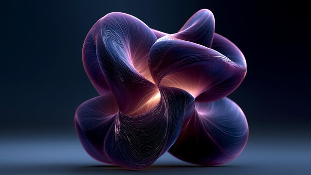 Purple Navy Twisted Organic Knot 3D Abstract Digital Art