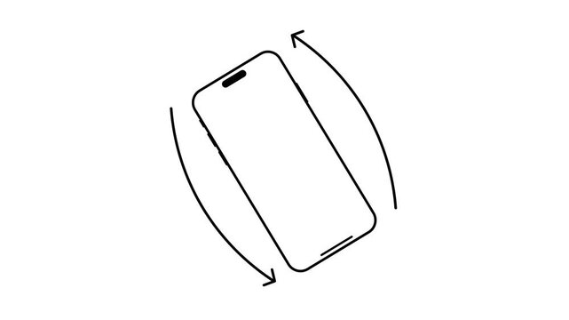 Rotate Phone Animation Mobile Device Orientation Portrait to Landscape Flat Motion Graphics Loop