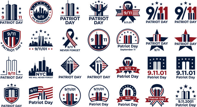 Patriot day collection 9 11 memorial designs american flags and remembrance graphics for september 11th