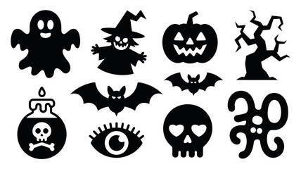 Halloween Spooky Icon Set Vector Illustration © graphicssajib