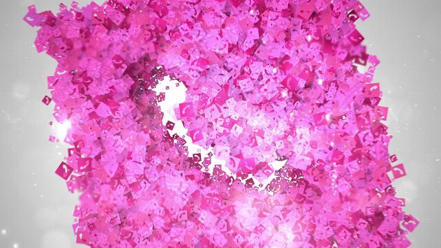 3D Phone Call Symbol Formed by Small Floating Telephone Particles Background Motion Graphic
