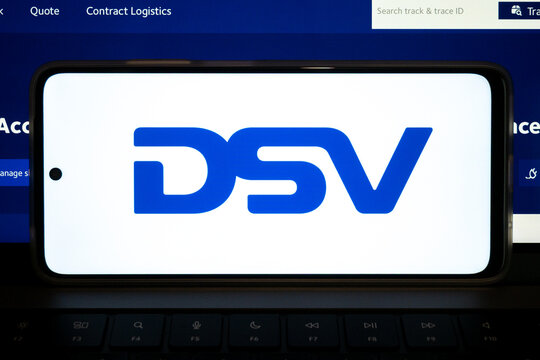 Mobile phone displaying dsv logo on device keyboard