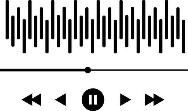 Pause button and sound wave pattern  isolated on transparent background	