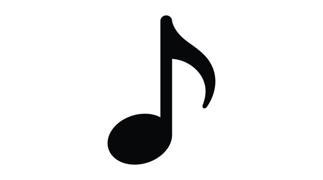 Single eighth note musical symbol black silhouette