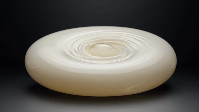 Transformation of luxurious cream droplets into a smooth, glossy torus with elegant reflections in a continuous cinematic macro shot, premium beauty concept video footage
