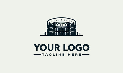 Fototapeta premium Timeless Roman Amphitheater Vector Logo Illustration for Cultural History Branding Template