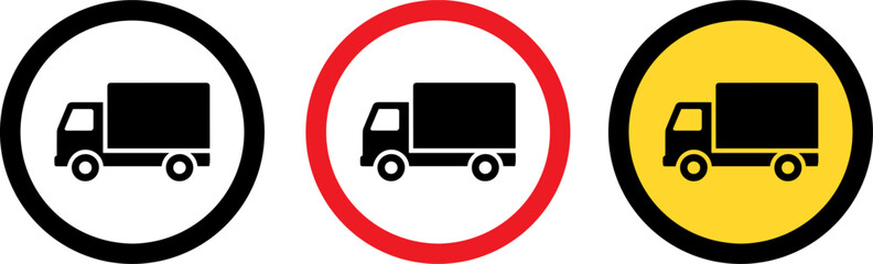 Set of truck icons in circular frames for logistics and transportation design © mohammad