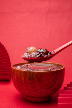 Traditional Laba Festival sweet rice porridge with red beans and dates