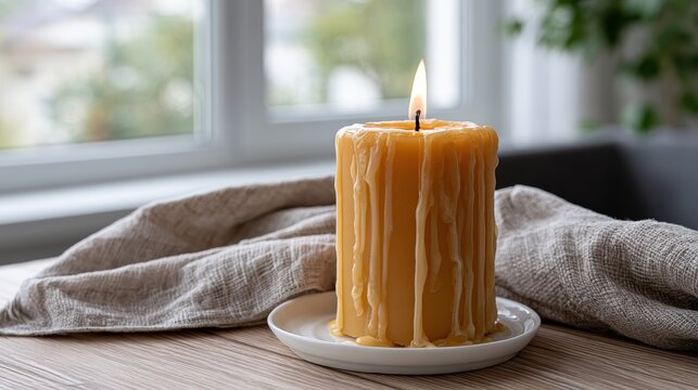 Candle wax drips from the side, creating a warm light in a dark space while a sense of waiting lingers in the air
