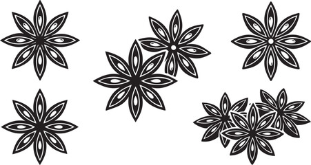 Fototapeta premium Black floral patterns on white background