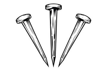 Three metal nails standing upright illustration © Md. Alamin Mia