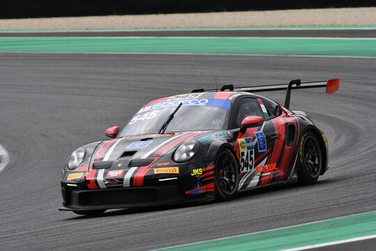 Scarperia, Italy - September 14th 2025: Porsche 911 GT3 Cup (992) of team ZRS MOTORSPORT in action during Italian Championship GT Endurance race event at Mugello Circuit.
