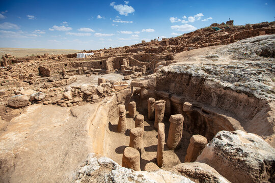 Ancient Stone Pillars at Karahantepe Archaeological Site in Sanliurfa, Turkiye &ndash; Neolithic Heritage and One of the World's Earliest Monumental Settlements