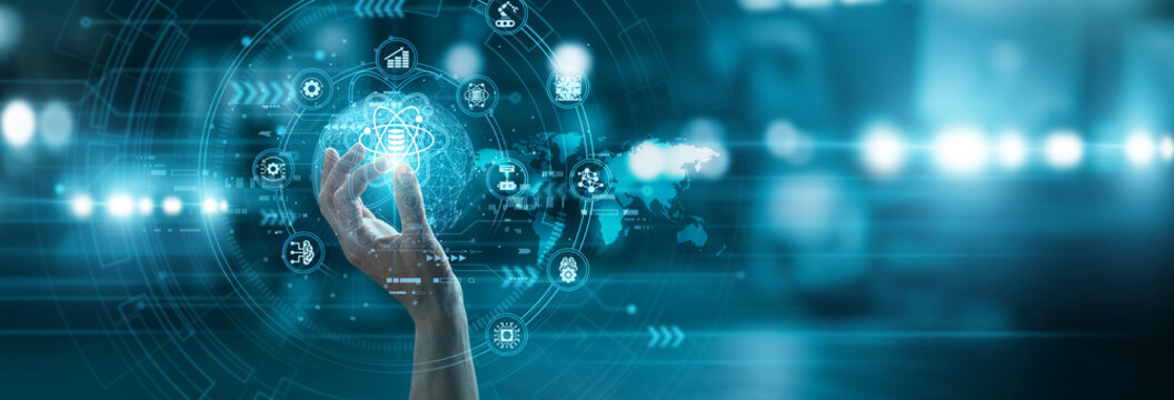 Scientist hand hold smart DATA SCIENCE icon modeling global statistical patterns predictive analytics. Advanced mathematical algorithms for extracting valuable insights from information.