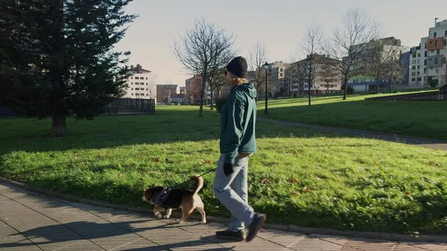 Man and dog exploring beautiful streets of Oviedo Spain.

Urban lifestyle footage capturing relaxed travel moments in one of Asturias' most picturesque cities.