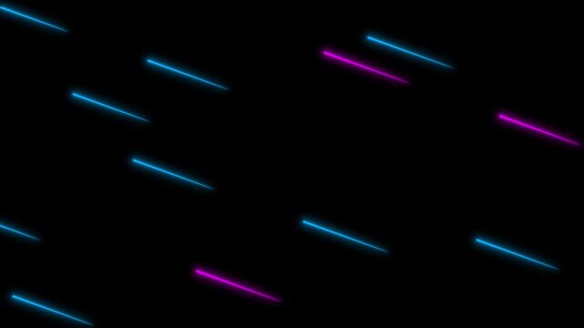 Glowing neon lights streaming motion, abstract glowing neon lights blinking lines moving animation. creating a futuristic, digital, glowing neon lines streaming across on black background. 4k video
