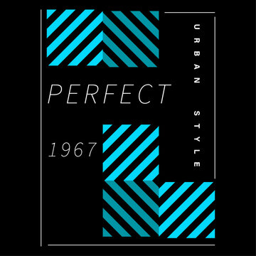 Urban Style Perfect 1967 T-Shirt Design with Geometric Cyan Stripes