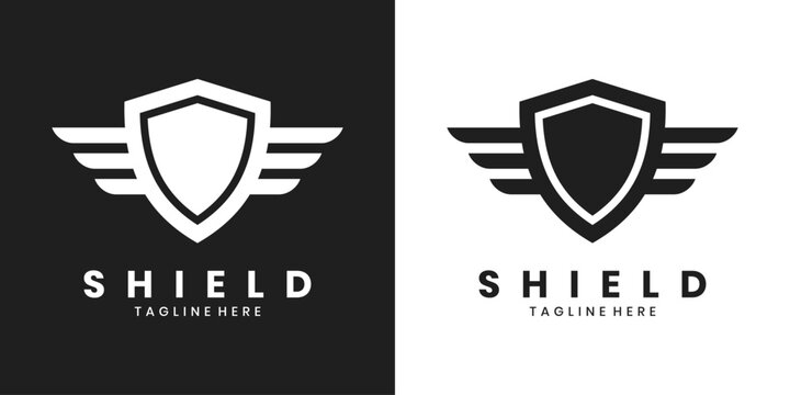 Modern winged shield logo template