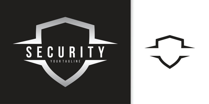 Minimalist security shield logo template design
