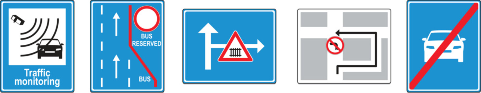 Traffic sign and road restriction icons set