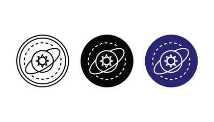 Planetary orbit and sun system vector icons in linear solid and blue styles for astronomy education and space exploration research or science project documentation and galactic mapping tools © TARU STOCKPLC