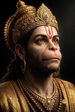 Hanuman ji close up photo ai 