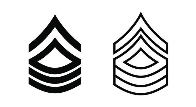 Military chevrons insignia two rank symbols in black silhouette