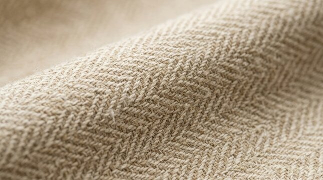 Beige herringbone fabric texture textile weave cloth pattern material. Classic neutral background macro tailoring linen detail