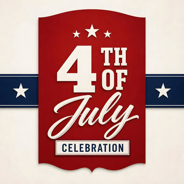 Happy 4th of July Celebration Patriotic Badge Poster with American Stars Independence Day