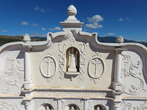 Detail of the facade of the cathedral in Comayagua, Honduras