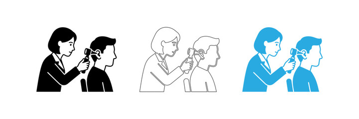 Fototapeta premium Medical professional examining a patient's ear with an otoscope