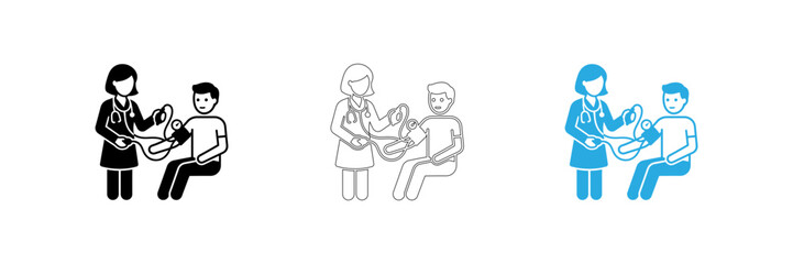 Fototapeta premium Doctor performing blood pressure check on patient in different styles