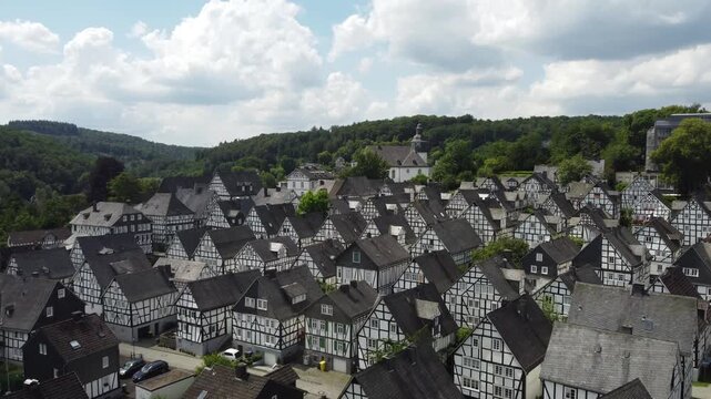 view of the old town Gummersbach in North Rhine-Westphalia , Germany 4k.