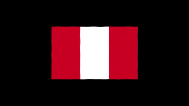 Peru flag waving animation on black background