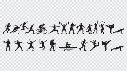 Obraz premium Dynamic Sports and Yoga Illustrations — Simplified pictograms of athletic and mindful movement