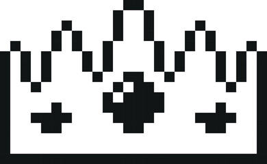 Obraz premium A monochrome pixel art crown silhouette on a white background, 8-bit.