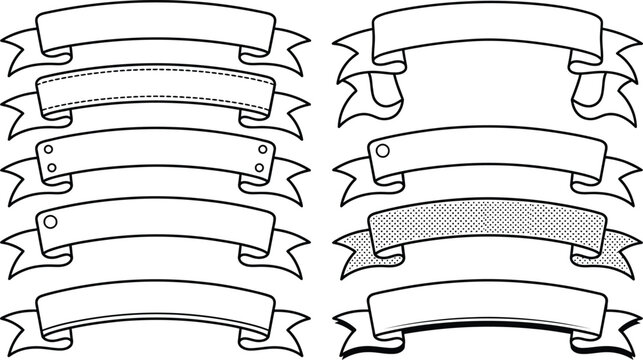 Set of 10 blank ribbons and banners