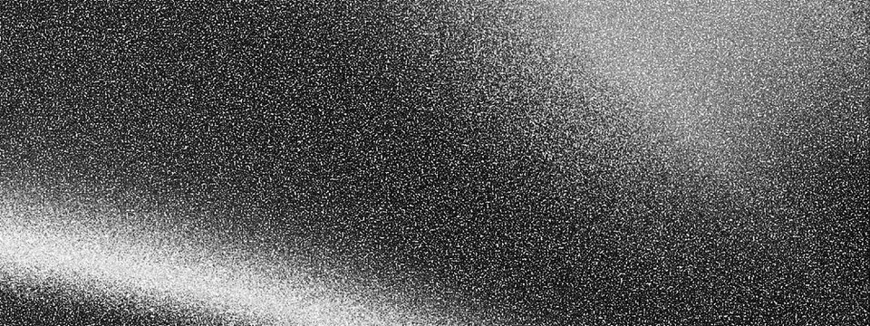 Abstract grunge texture with dense noise and scattered particles creating dramatic contrast transparent background