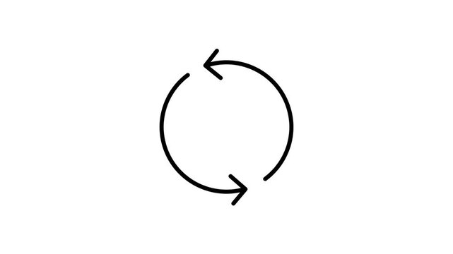 Black Bidirectional Loop Arrow Icon Animation on Transparent Background
