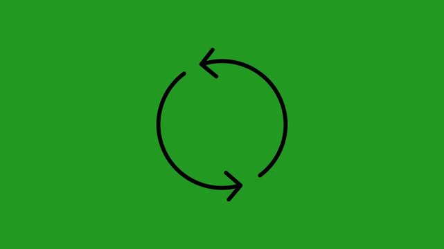Black Bidirectional Loop Arrow Icon Animation on Transparent Background