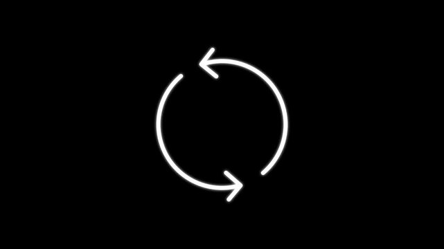 Black Bidirectional Loop Arrow Icon Animation on Transparent Background