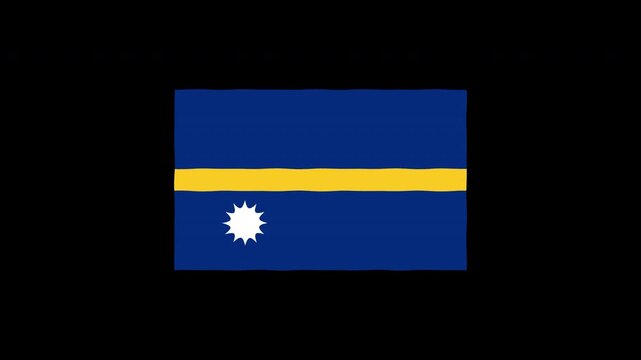 Animated Nauru Flag Waving, Blue and Yellow Colors