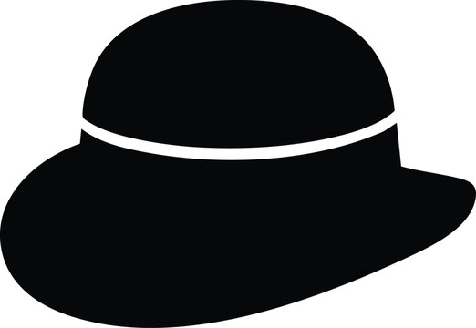Black silhouette of a classic bowler hat with a thin white band