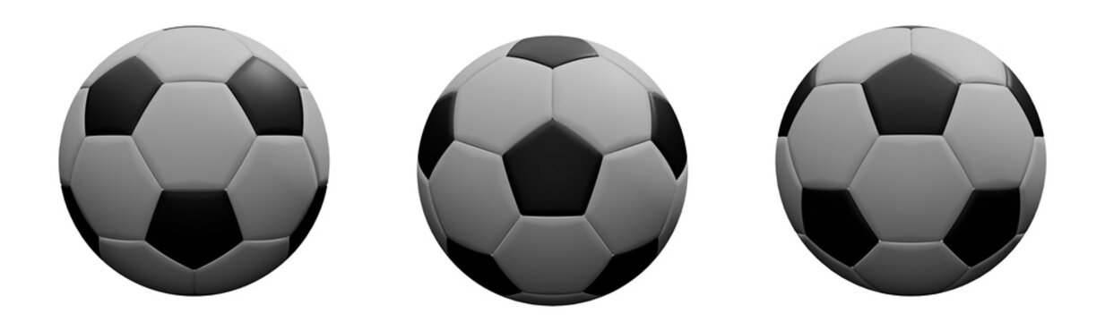 透過用３種類のサッカーボール画像素材