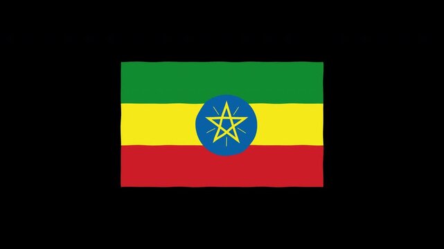 Ethiopia flag waving animation, national symbol