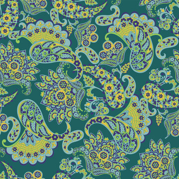 Stylish floral seamless paisley pattern. High-quality vector design
